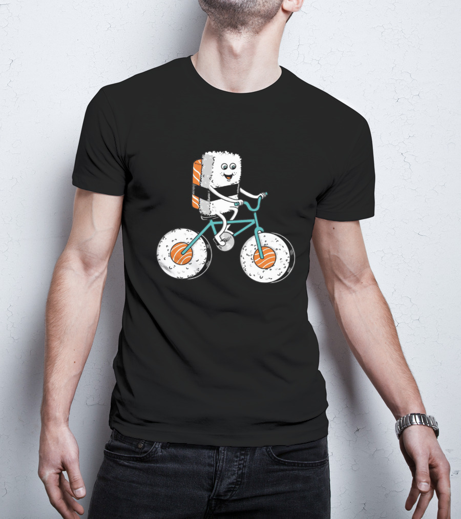 Sushi Roll Riding Bicycle With Sushi Wheels T-Shirt