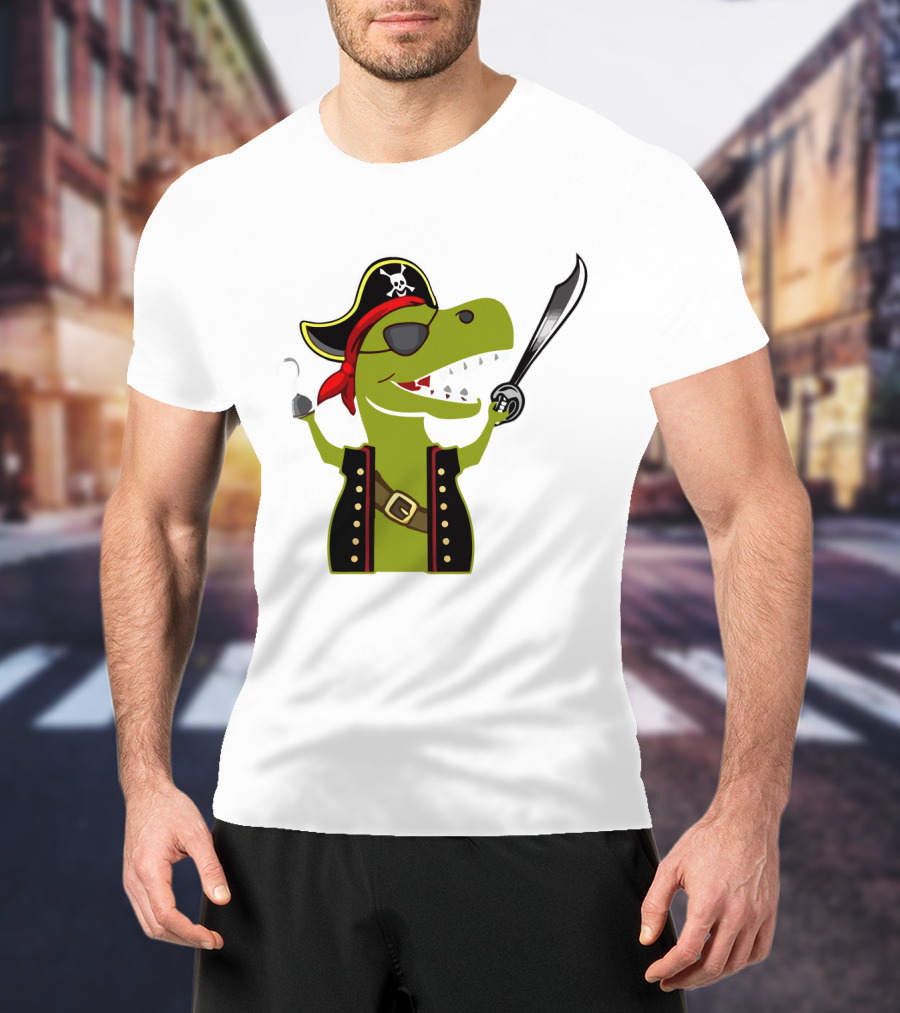 Pirate Dinosaur With Hook And Sword T-Shirt