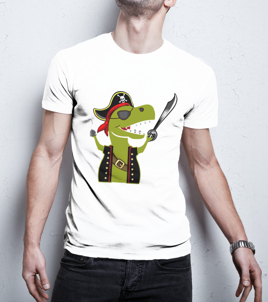 Pirate Dinosaur With Hook And Sword T-Shirt