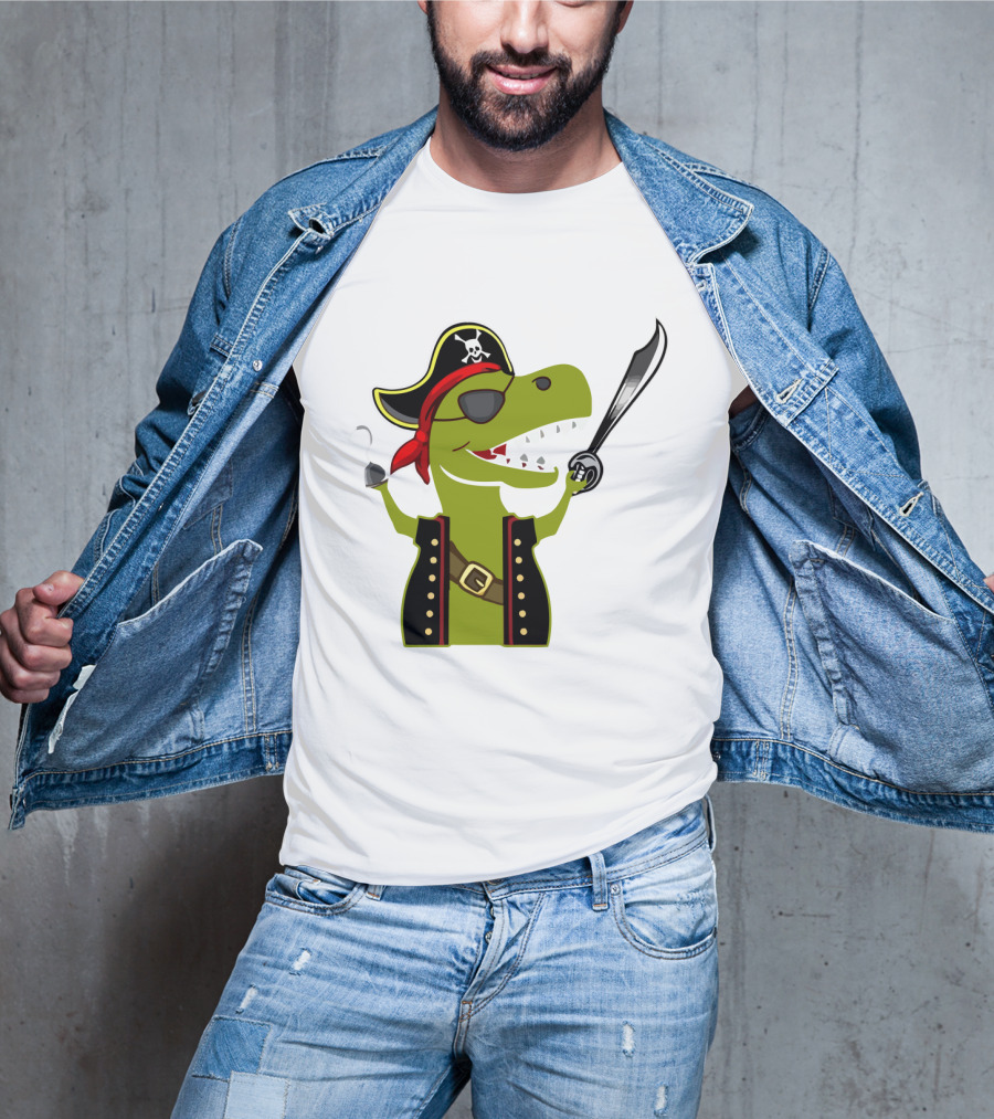 Pirate Dinosaur With Hook And Sword T-Shirt