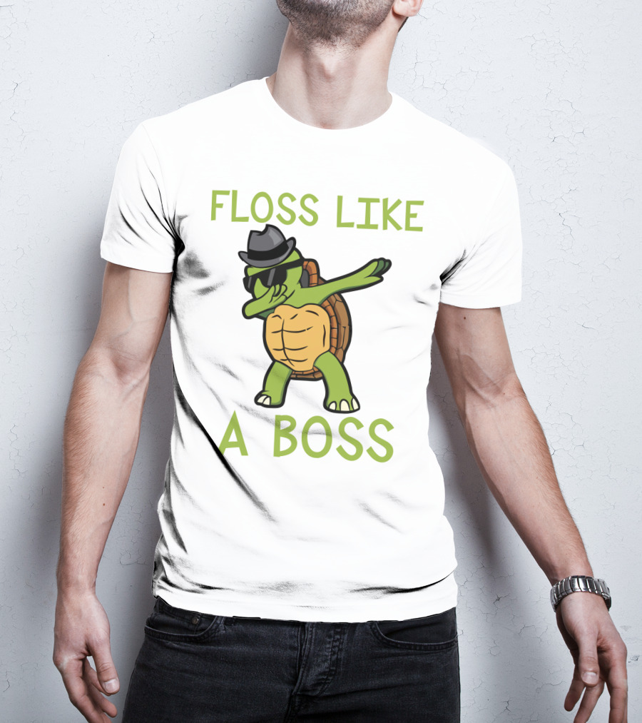Dabbing Turtle Floss Like A Boss With Hat And Sunglasses T-Shirt