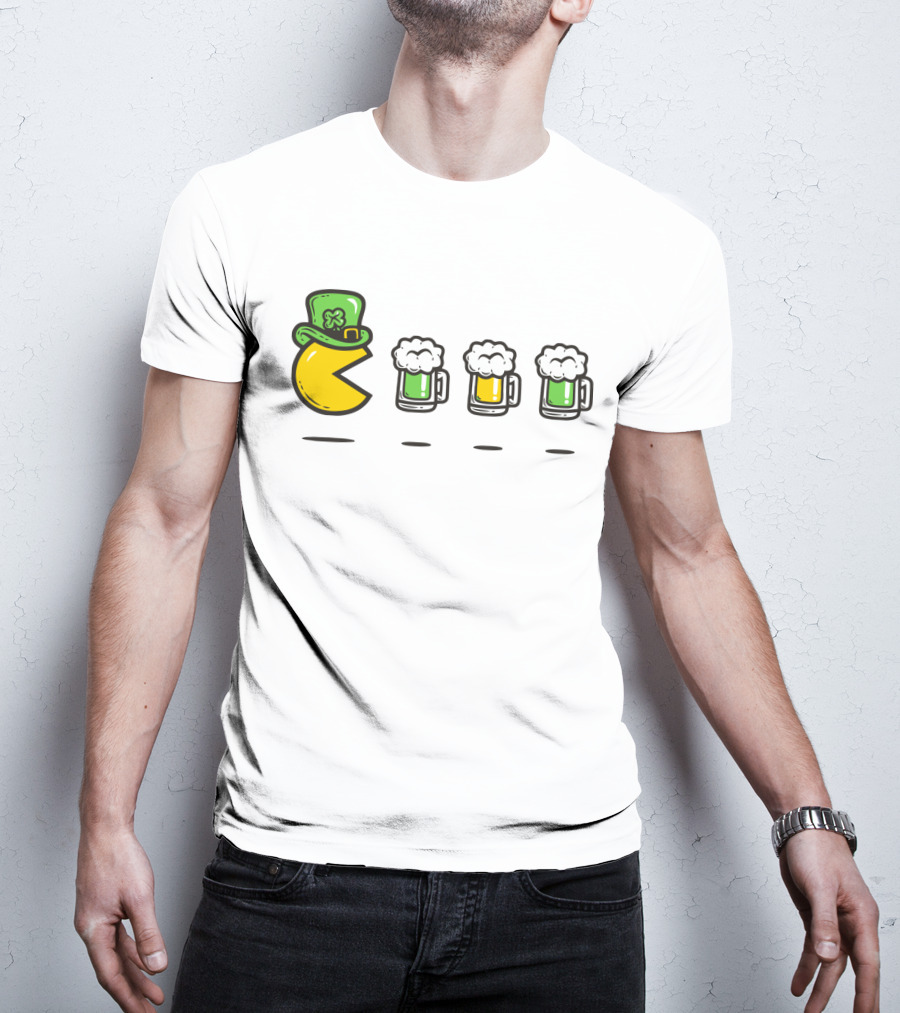 Pacman St. Patrick's Day Beer Mugs Hat T-Shirt