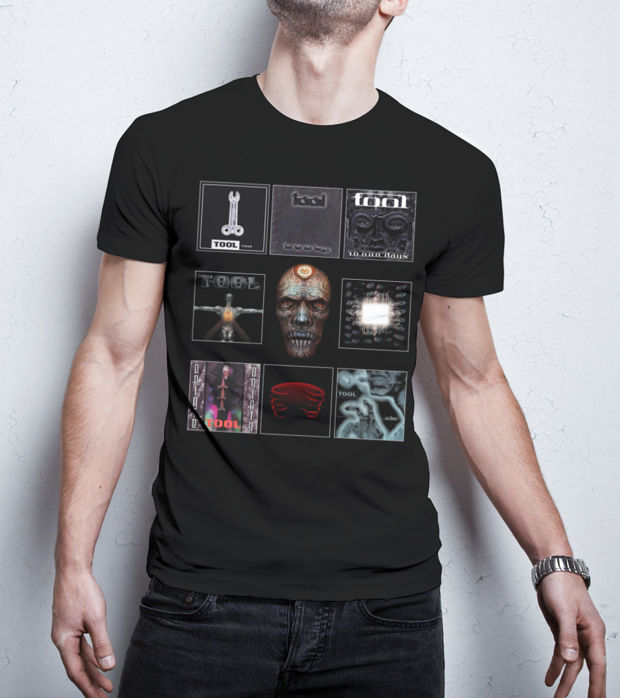 TOOL Albums Undertow Lateralus 10,000 Days Enima Opiate Fear Inoculum Salival Sober Key Art Compilation T-Shirt
