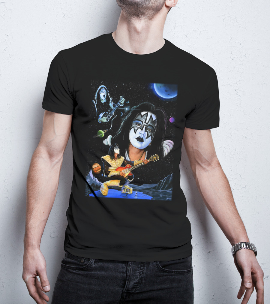 Ace Frehley Kiss Cosmic Rock Guitarist With Space Imagery And Planets T-Shirt