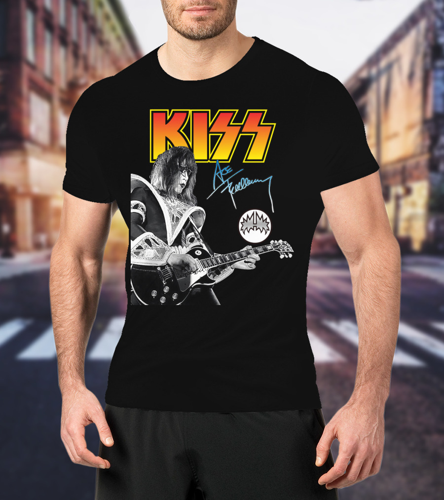 KISS Ace Frehley Signature Electric Guitar Iconic Rock Legend T-Shirt