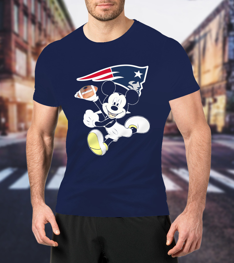 Mickey Patriots Football Fan Crossover With Iconic New England T-Shirt