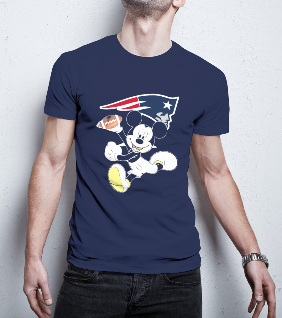 Mickey Patriots Football Fan Crossover With Iconic New England T-Shirt