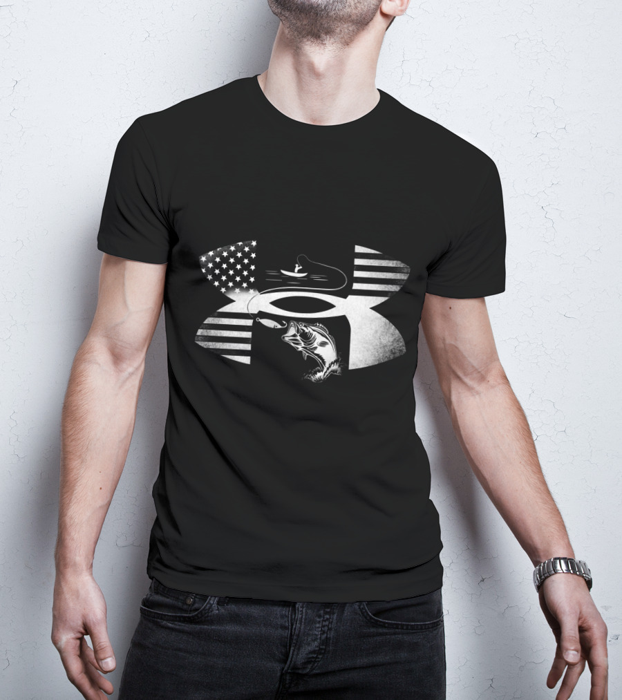 Bass Fishing American Flag Under Armour T-Shirt