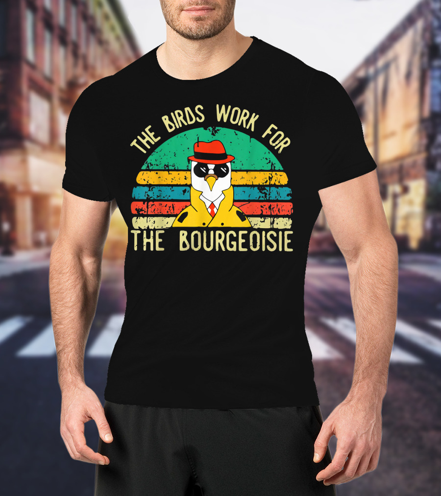 The Birds Work For The Bourgeoisie Retro Style Penguin In Hat And Sunglasses T-Shirt