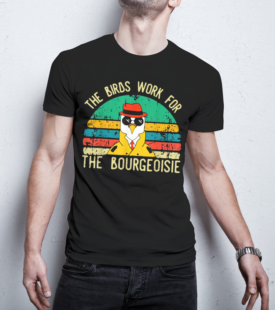 The Birds Work For The Bourgeoisie Retro Style Penguin In Hat And Sunglasses T-Shirt