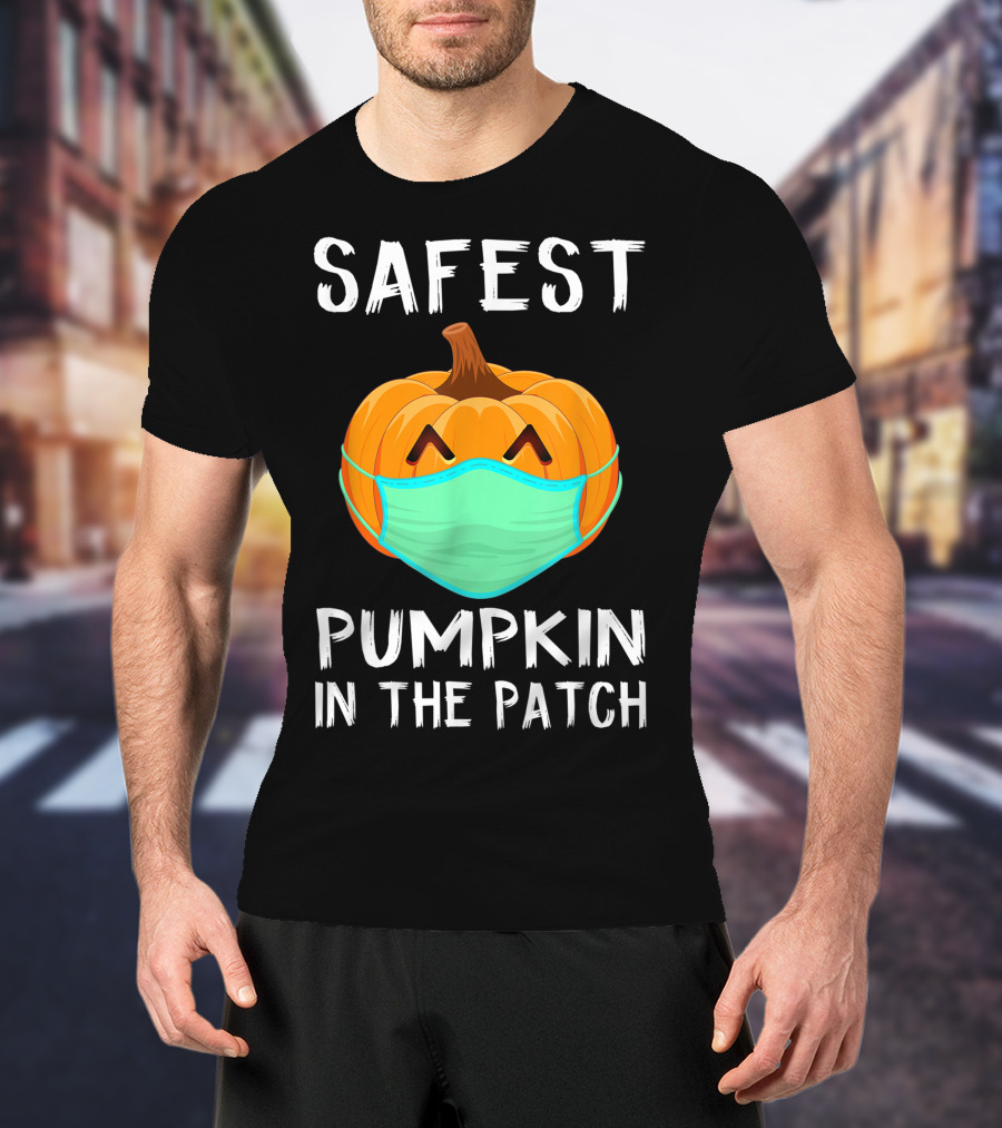 Safest Pumpkin In The Patch Halloween Costume With Face Mask T-Shirt