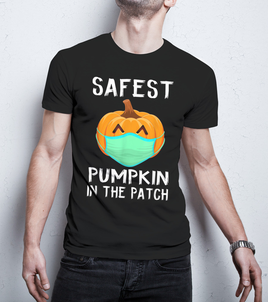 Safest Pumpkin In The Patch Halloween Costume With Face Mask T-Shirt