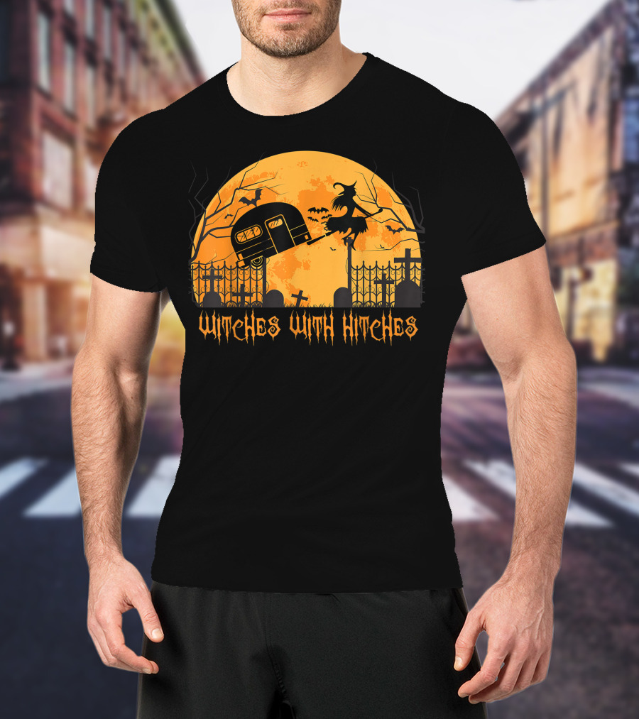 Halloween Spooky Witches With Hitches Camping Scene T-Shirt