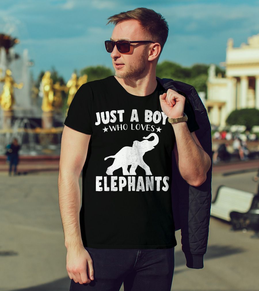 Just A Boy Who Loves Elephants Cool Animals Lover Basic T-Shirt