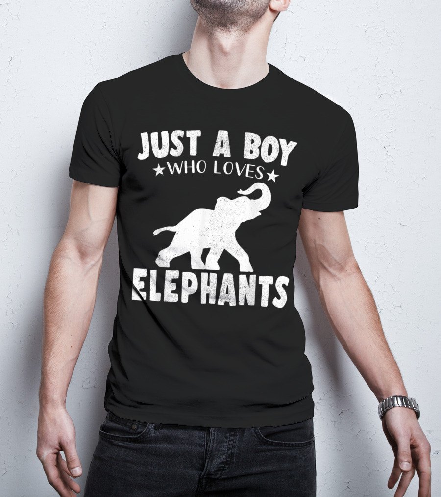 Just A Boy Who Loves Elephants Cool Animals Lover Basic T-Shirt