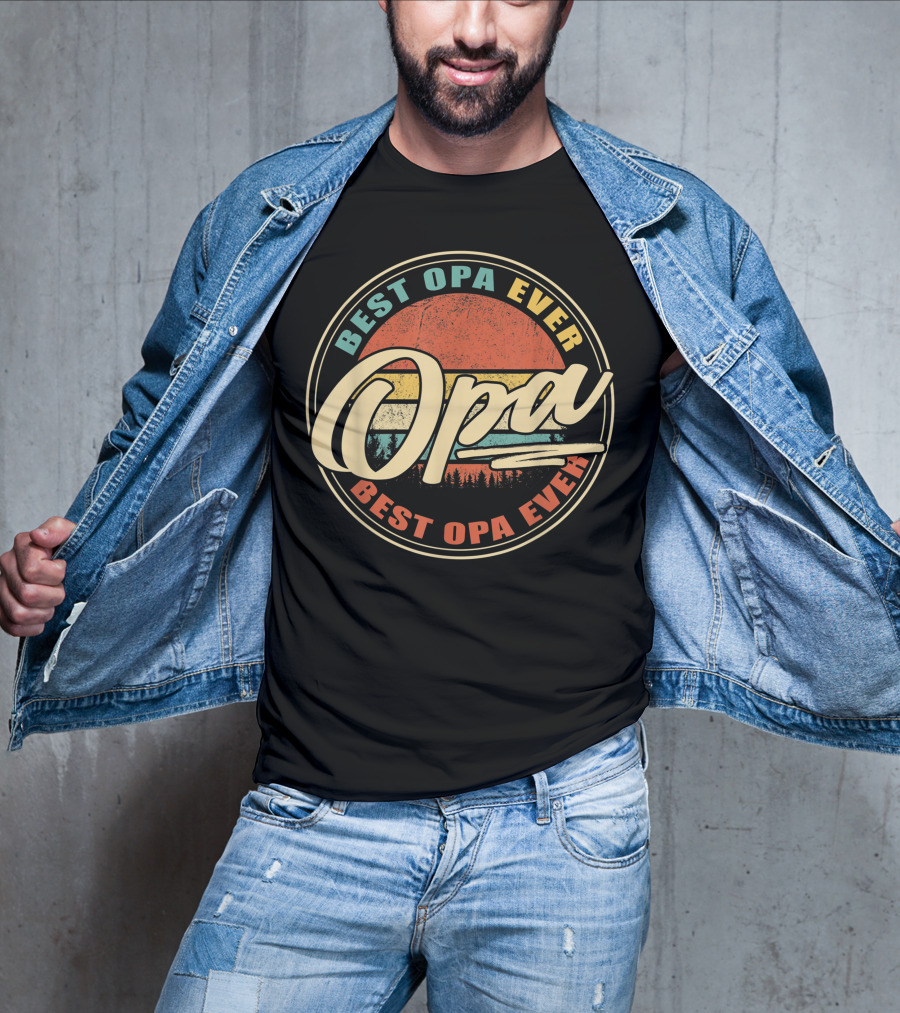 Best Opa Ever Vintage Sunset Forest T-Shirt
