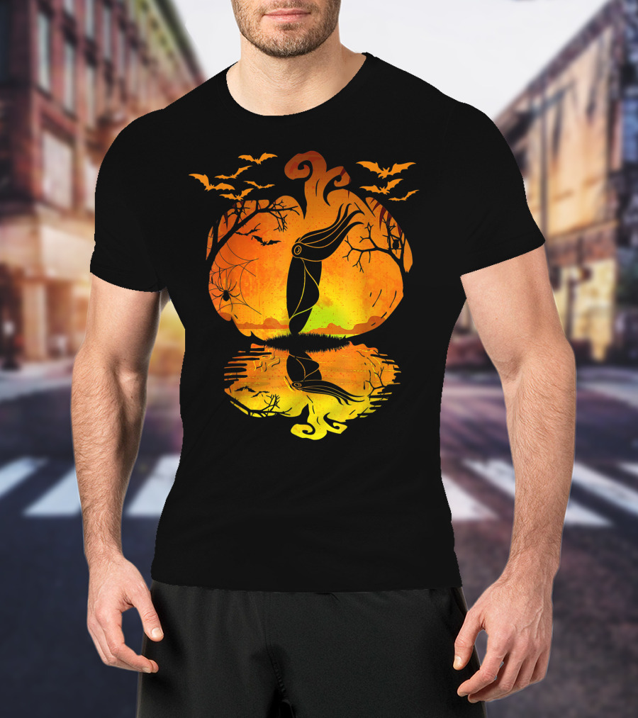 Halloween Cuttlefish Pumpkin With Bats And Spiderwebs T-Shirt
