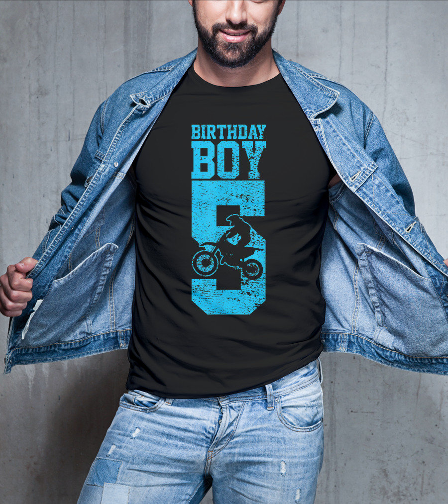 Birthday Boy 5 Motocross Dirt Bike T-Shirt
