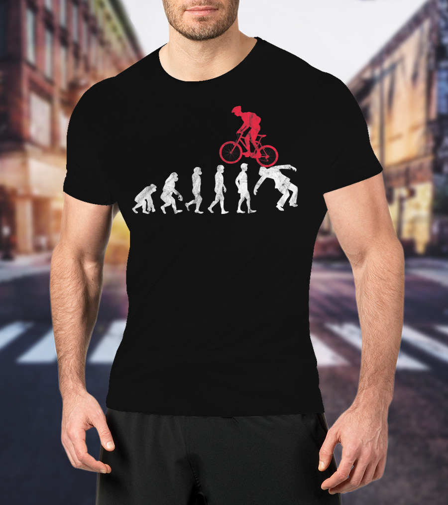 Mountain Bike Evolution Crash Funny MTB Bicycle Biker Rider T-Shirt