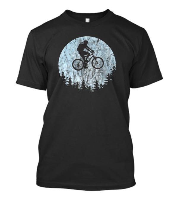 Mountain Bike Moon MTB Bicycle Rider Cycling Biking Forest T-Shirt