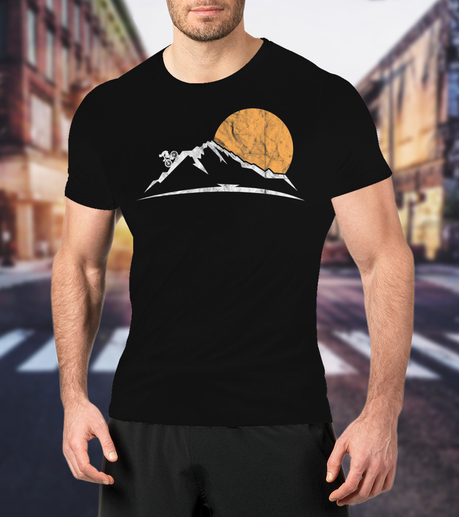 Mountain Bike MTB Downhill Biking Cycling With Sun And Mountain T-Shirt