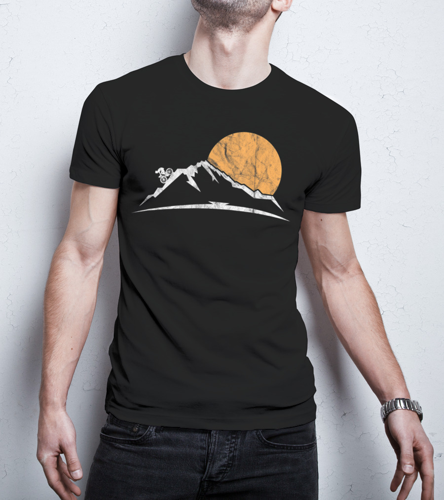Mountain Bike MTB Downhill Biking Cycling With Sun And Mountain T-Shirt