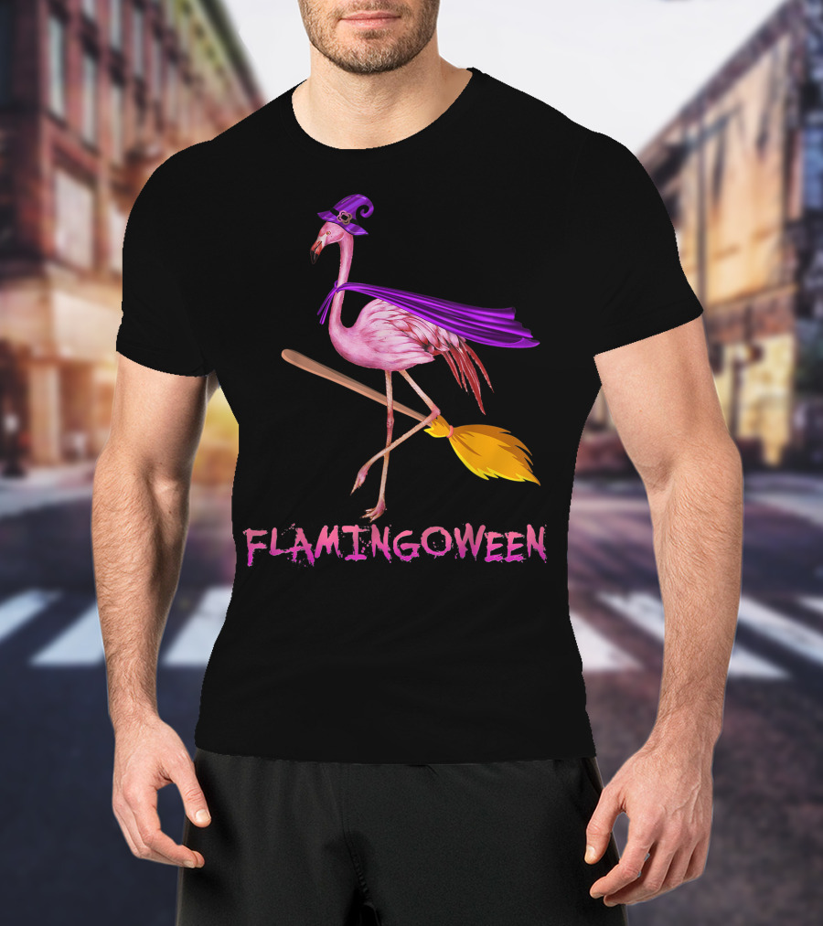 Flamingoween Funny Flamingo Witch Halloween Costume Best T-Shirt