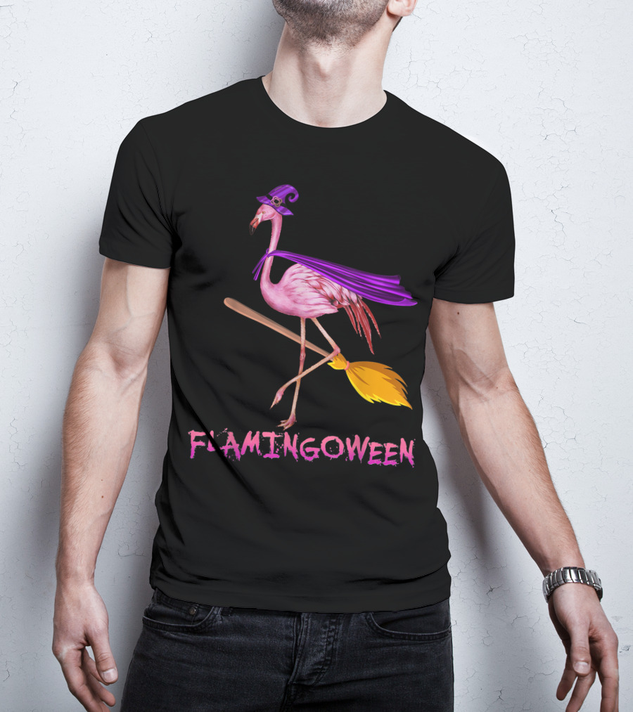 Flamingoween Funny Flamingo Witch Halloween Costume Best T-Shirt