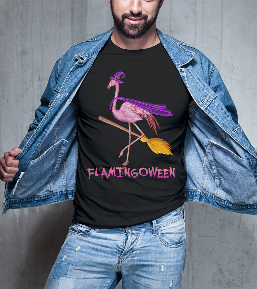 Flamingoween Funny Flamingo Witch Halloween Costume Best T-Shirt