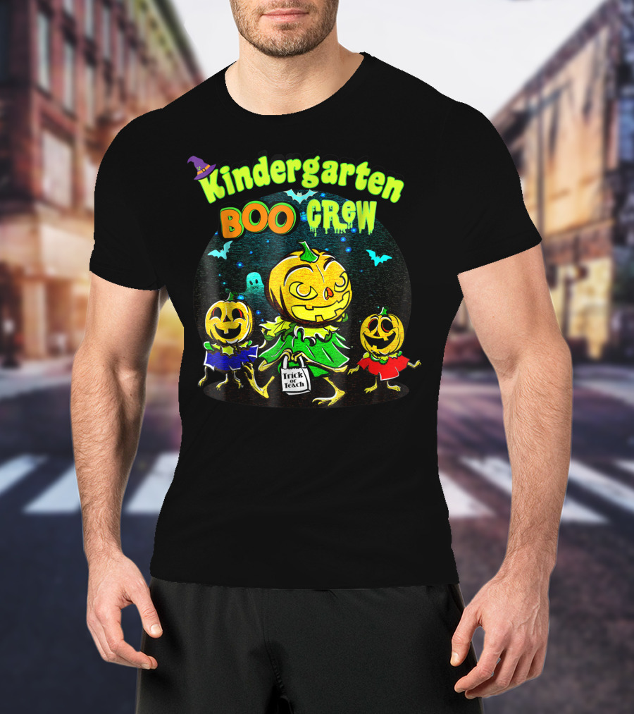 Kindergarten Boo Crew Halloween Trick Or Teach Pumpkin Gang T-Shirt