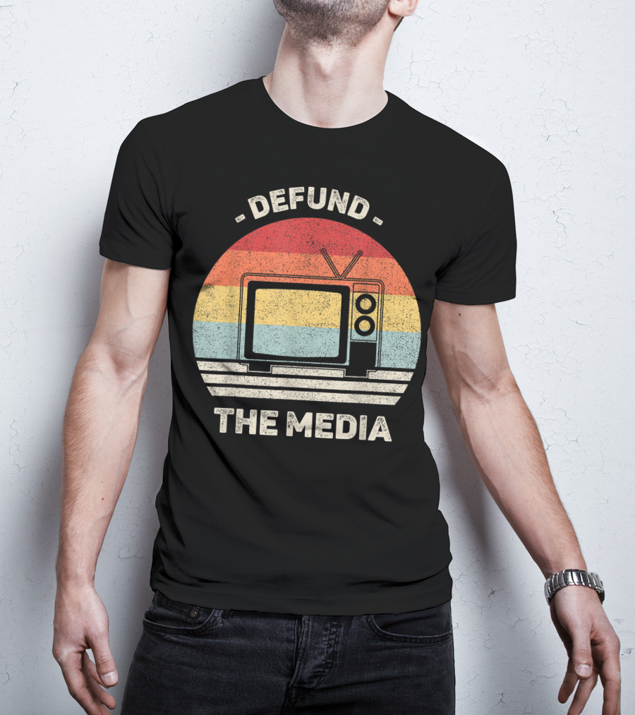 Defund The Media Vintage TV Protest Fake News T-Shirt