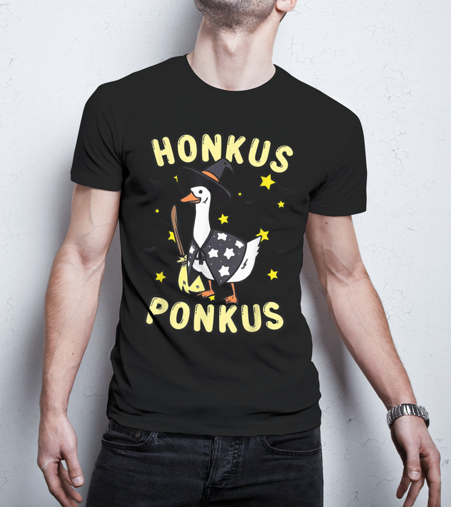 Honkus Ponkus Witch Duck With Stars And Bats T-Shirt