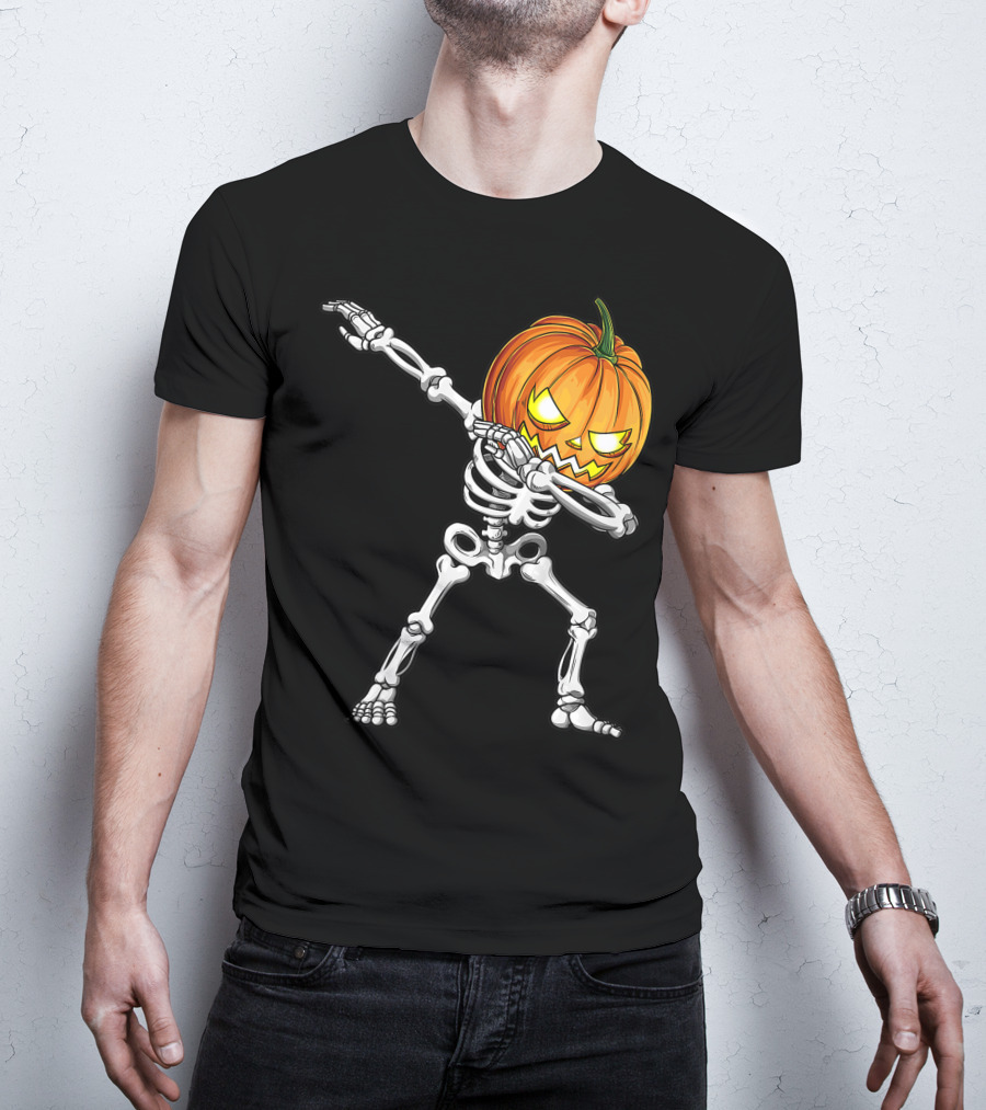 Dabbing Skeleton Pumpkin Halloween Best T-Shirt