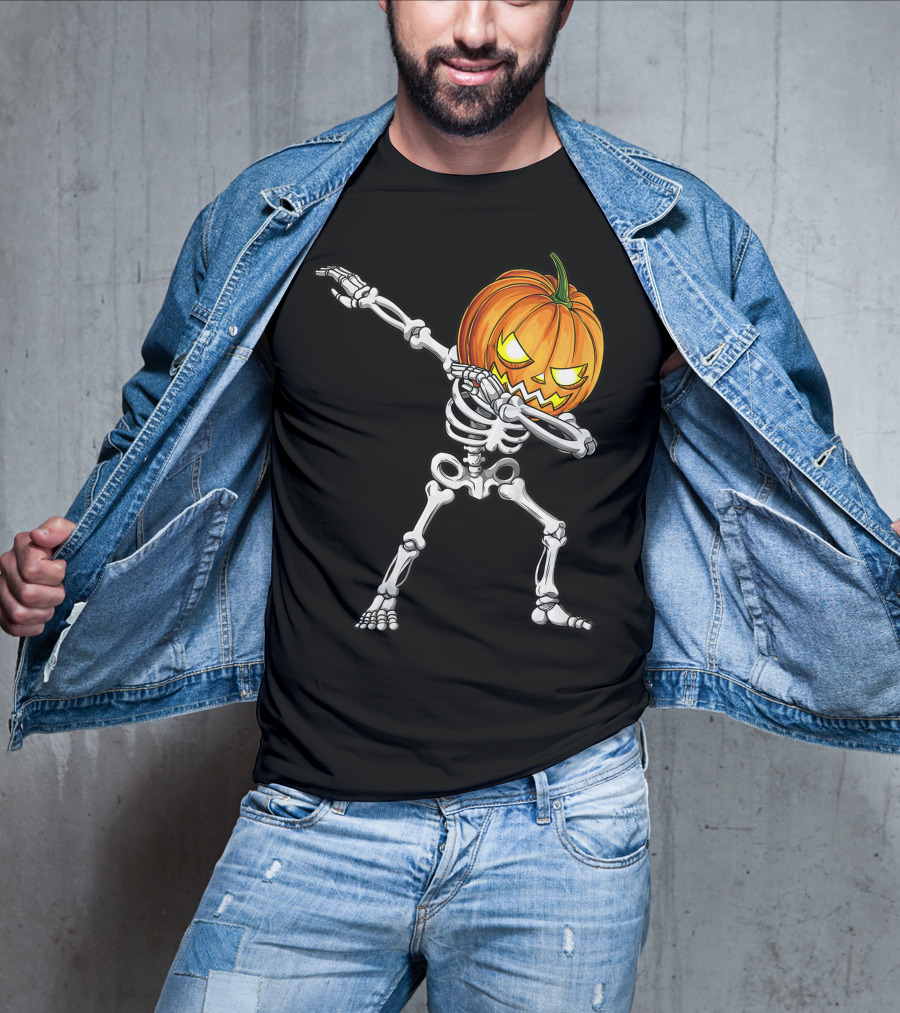 Dabbing Skeleton Pumpkin Halloween Best T-Shirt