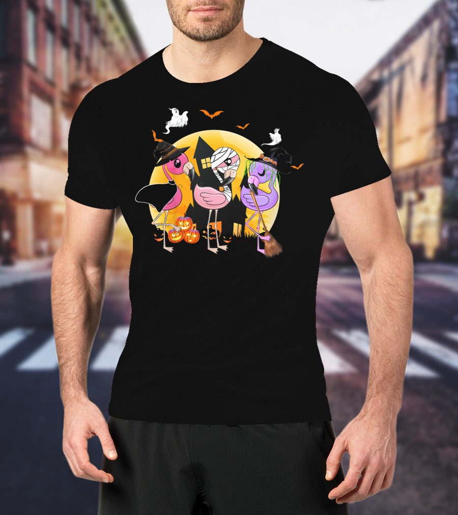 Funny Halloween Party Flamingo Lover Pumpkin Best T-Shirt