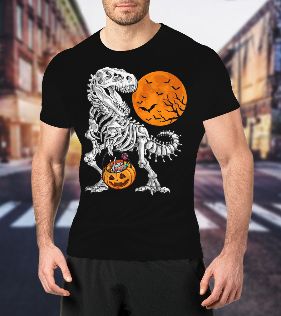 Dinosaur Skeleton Rex Scary Halloween T-Shirt