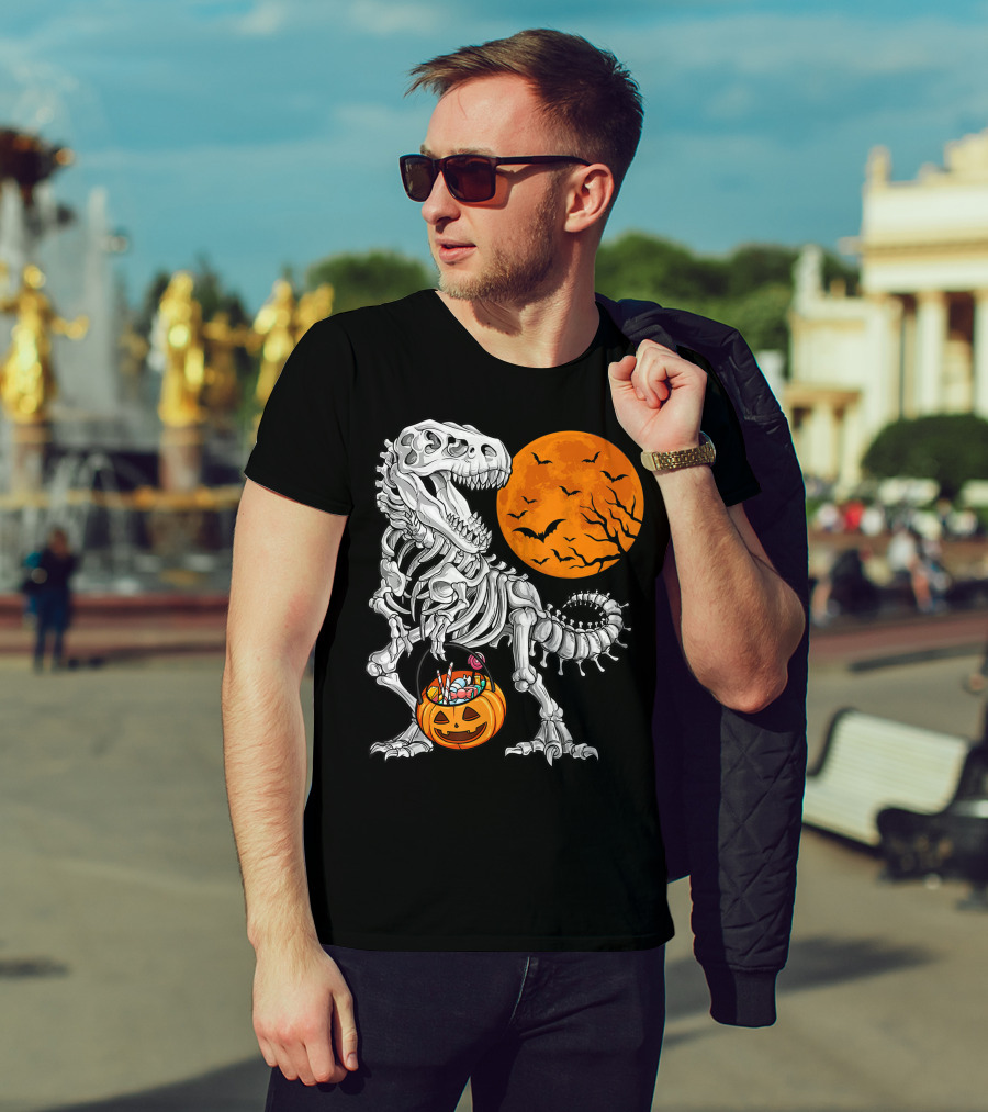 Dinosaur Skeleton Rex Scary Halloween T-Shirt