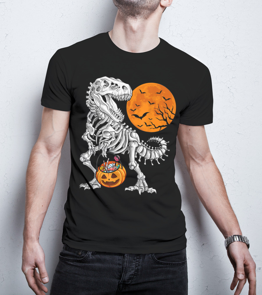 Dinosaur Skeleton Rex Scary Halloween T-Shirt