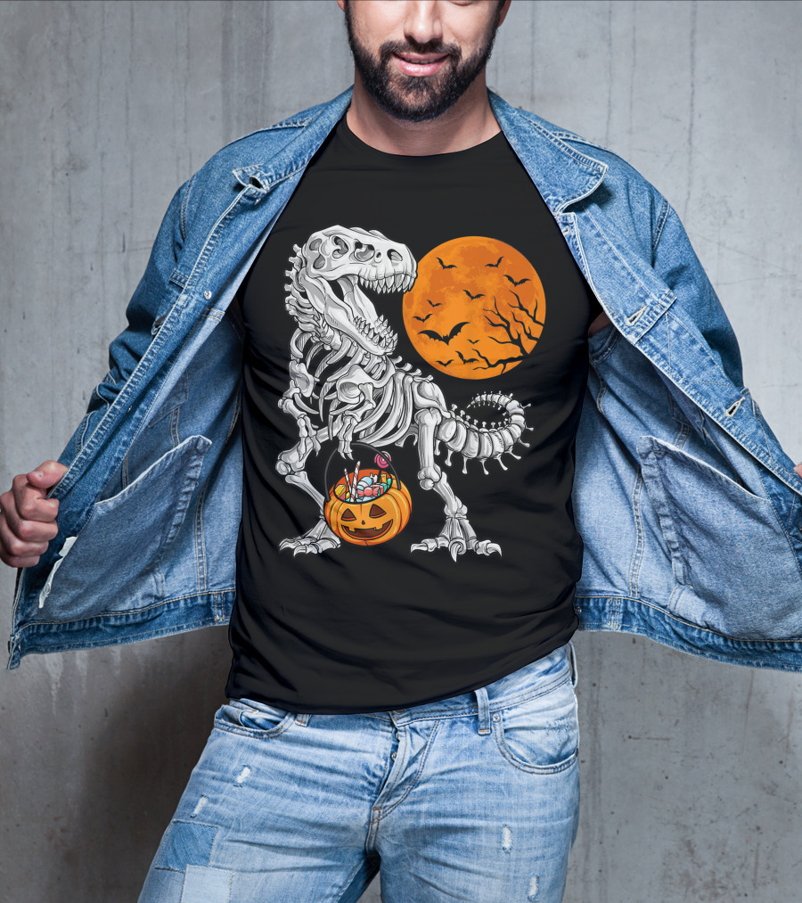 Dinosaur Skeleton Rex Scary Halloween T-Shirt