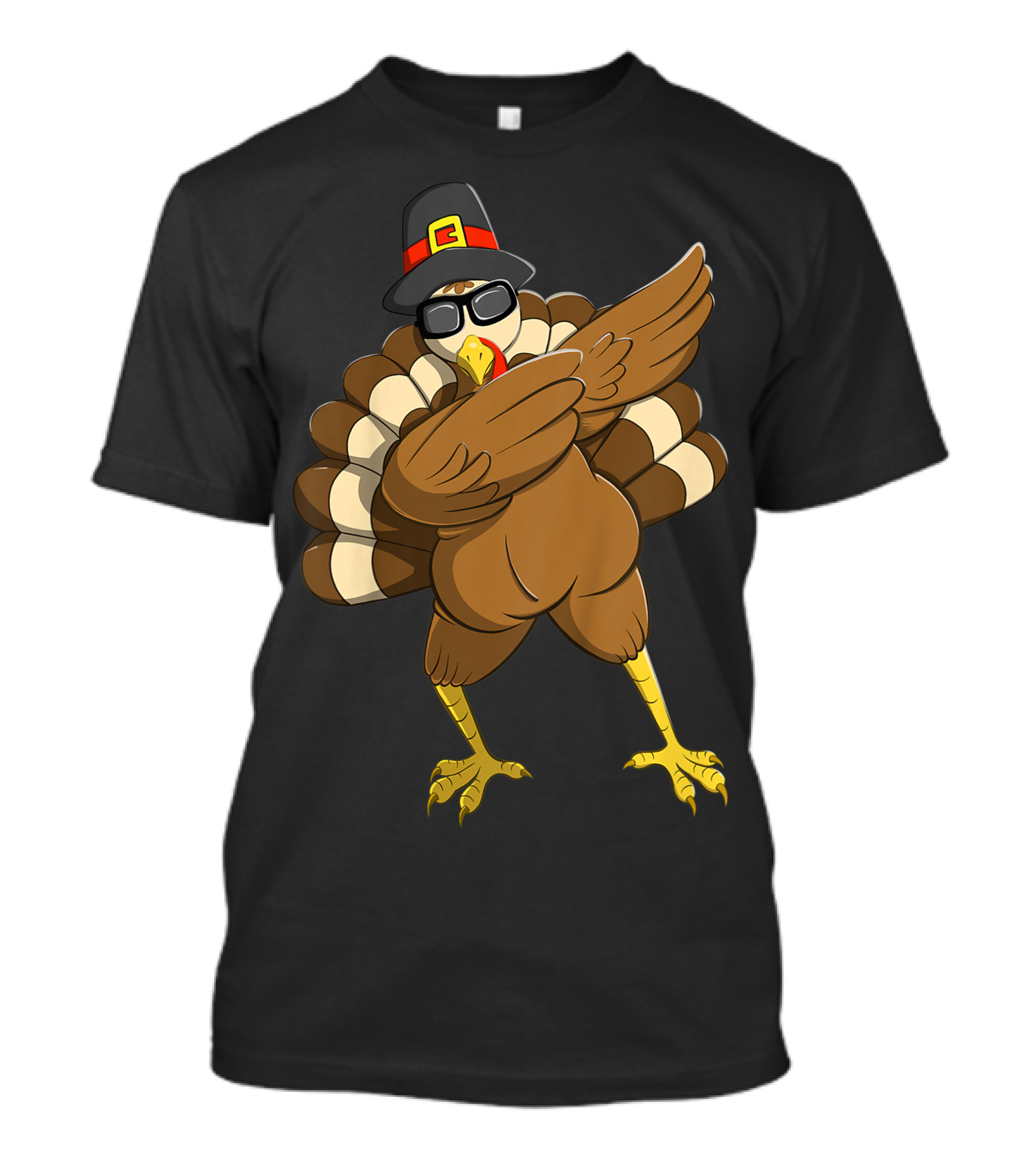 Happy Thanksgiving Day Family Funny Dab Turkey With Pilgrim Hat T-Shirt