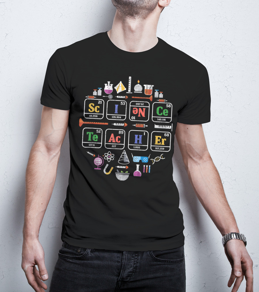 Science Teacher Periodic Table Chemistry Elements Icons T-Shirt