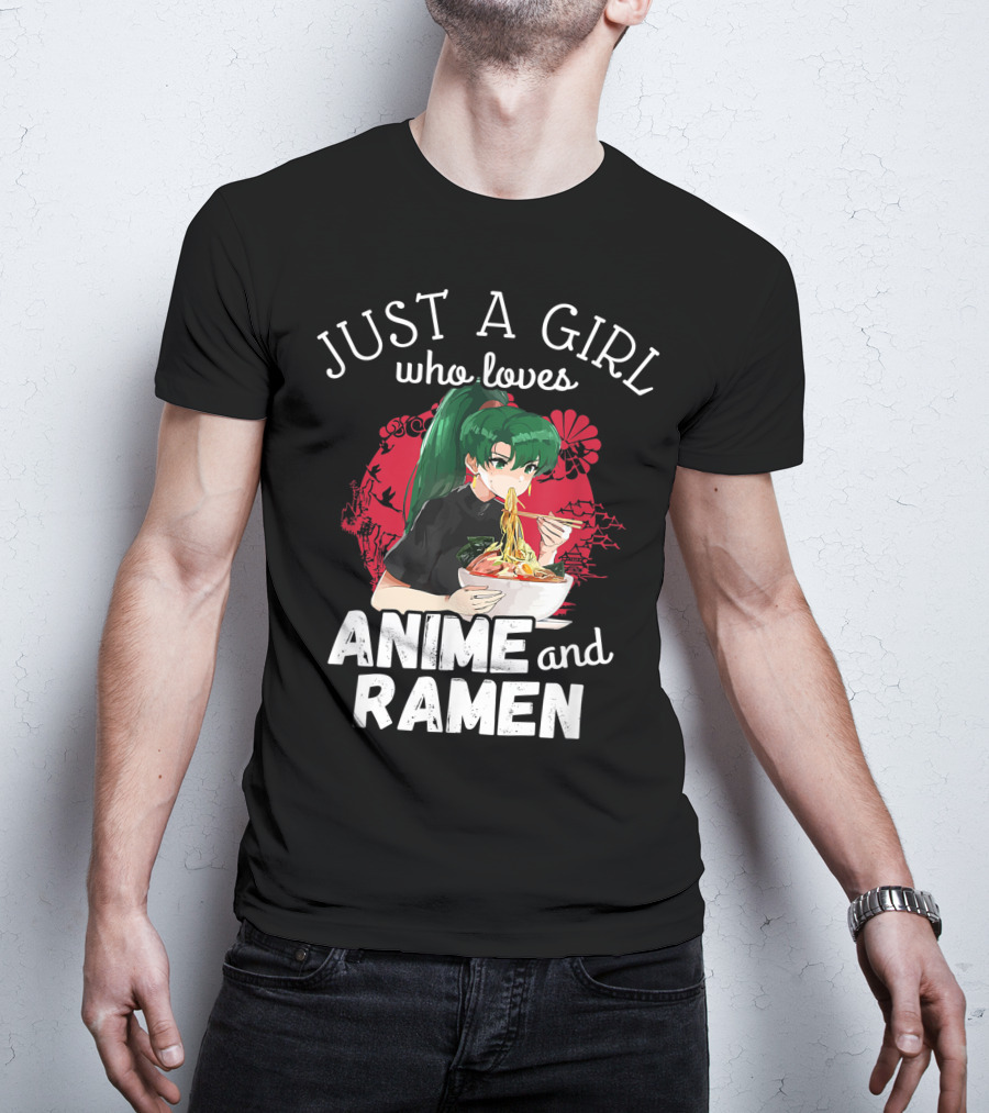 Just A Girl Who Loves Anime And Ramen Manga Aesthetic Japan Style Kawaii T-Shirt