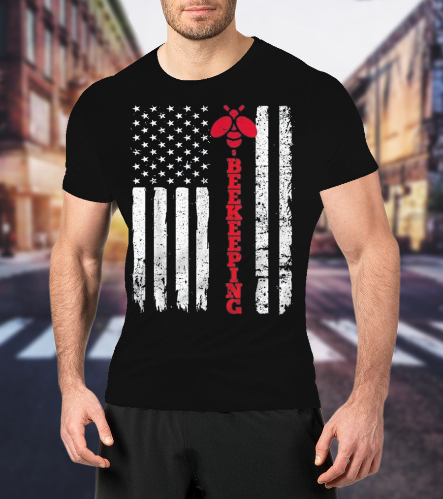 American Flag Beekeeping USA Bee T-Shirt