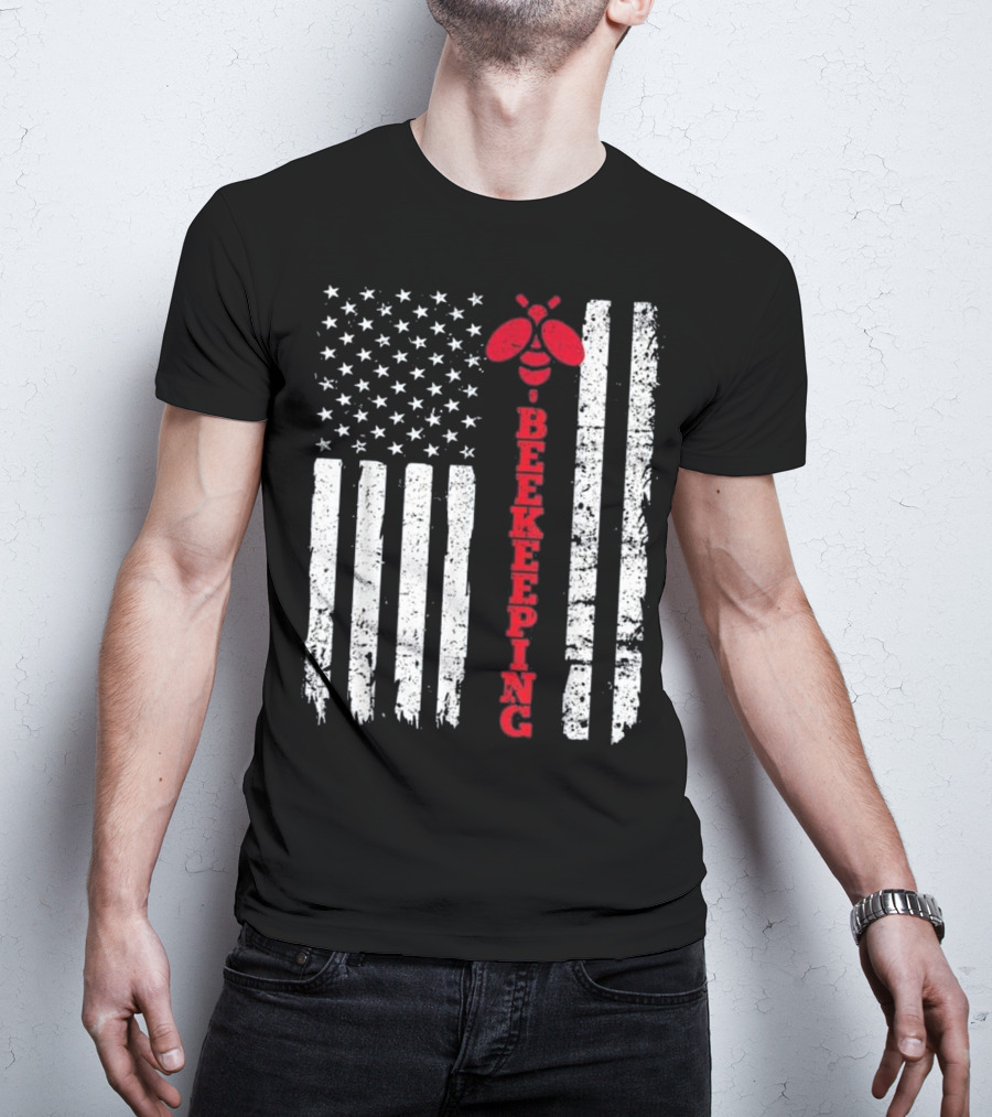 American Flag Beekeeping USA Bee T-Shirt