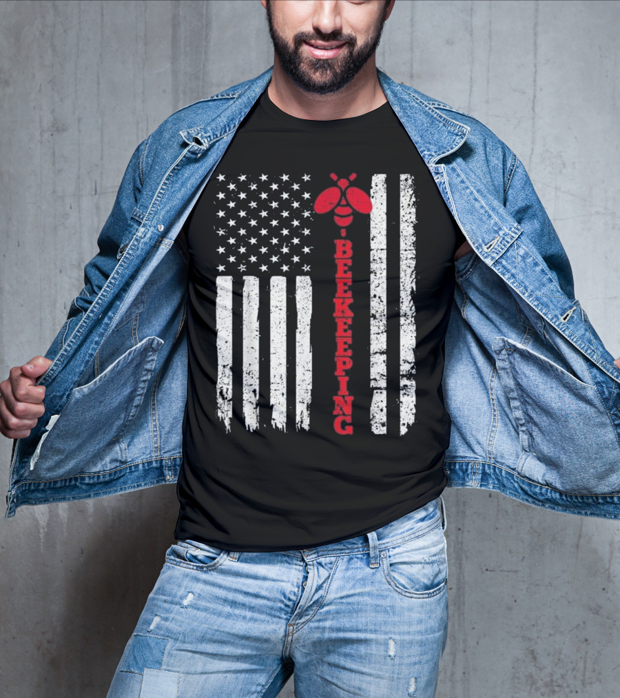 American Flag Beekeeping USA Bee T-Shirt