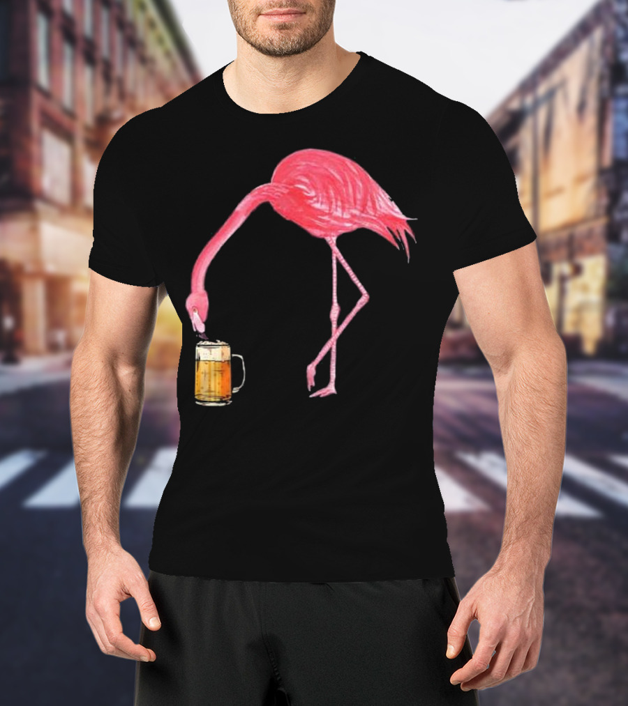 Flamingo Sipping Beer Lovers Mug T-Shirt