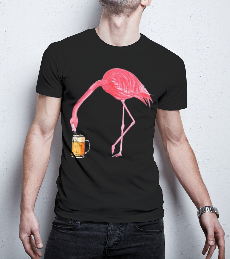 Flamingo Sipping Beer Lovers Mug T-Shirt