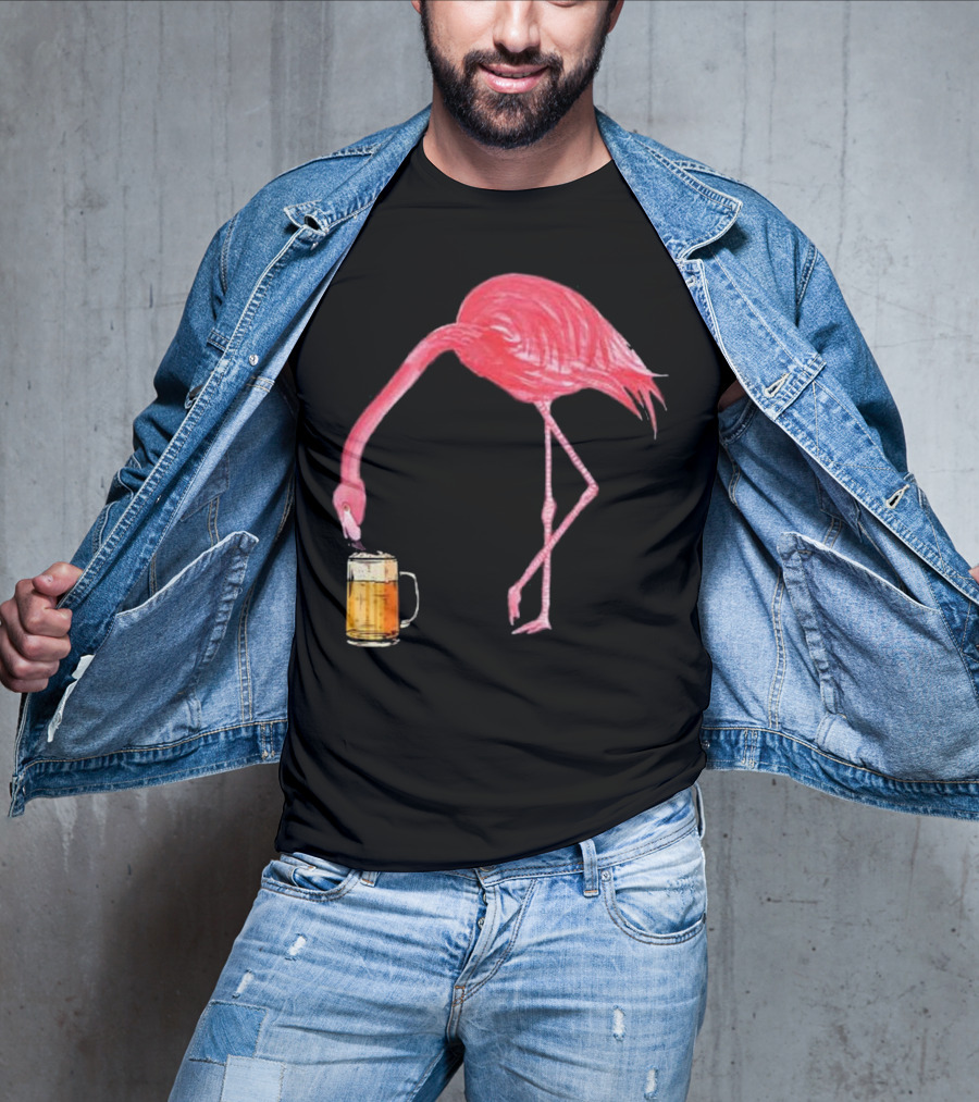 Flamingo Sipping Beer Lovers Mug T-Shirt