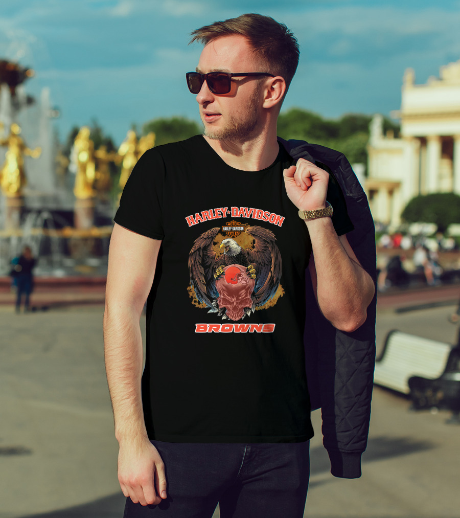 Harley Davidson Motor Cycles Eagle Browns T-Shirt