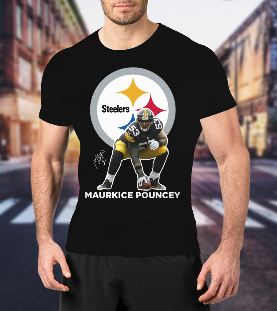 Steelers Maurkice Pouncey Number 53 Football Player Signature Steelers T-Shirt
